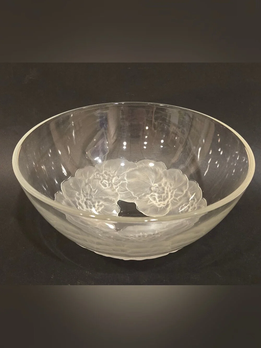 Vintage Hoya Clear Glass Floral Embossed Serving Bowl